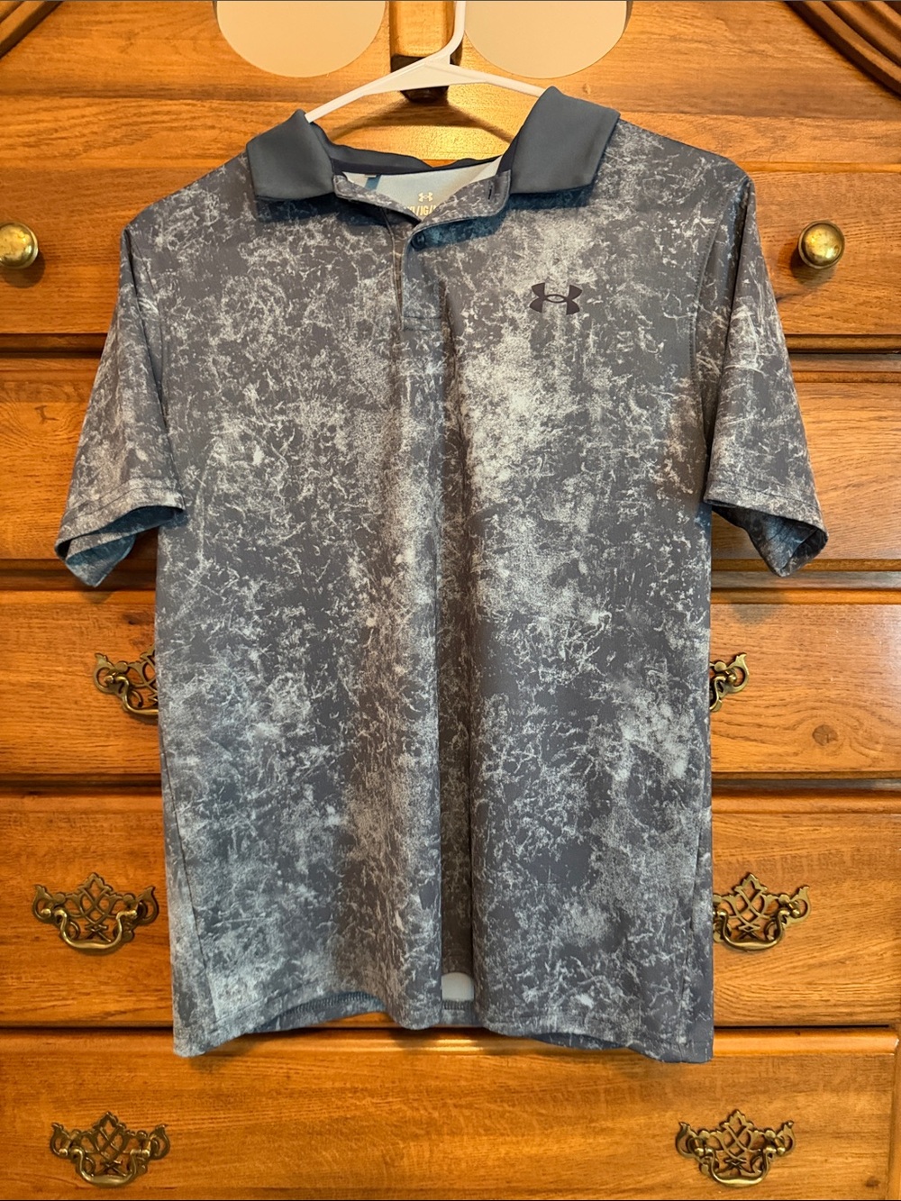 Under Armour teen boy Gray Marble-Print Polo